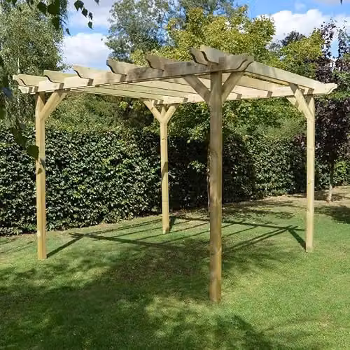 Buttercup Farm Double Garden Pergola in Wood, Green, W: 480 cm, D: 180 cm, H: 270 cm – 3
