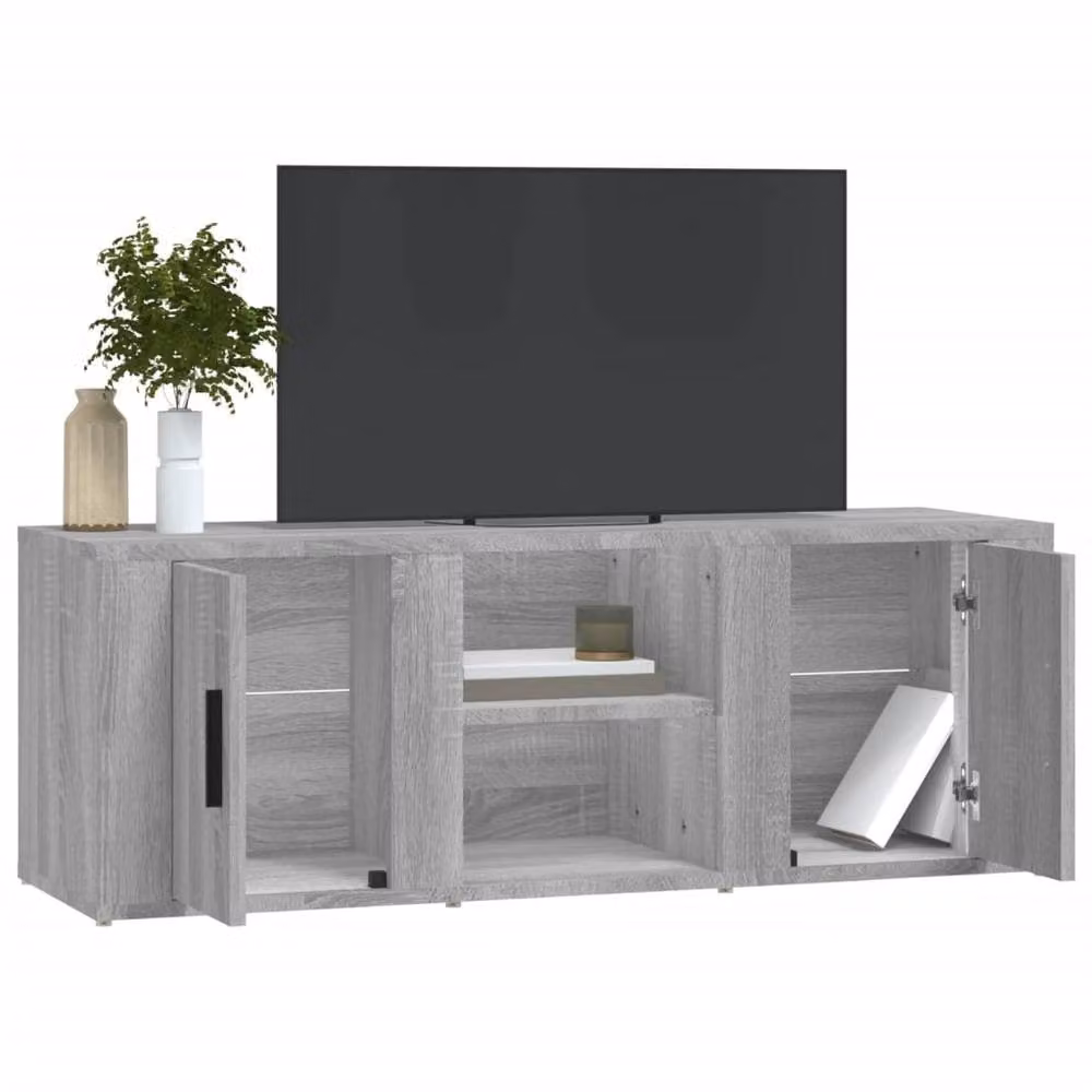 Berkfield Home Modern Grey Sonoma TV Cabinet in Engineered Wood W/D/H: 100 x 31.5 x 35 cm – 3