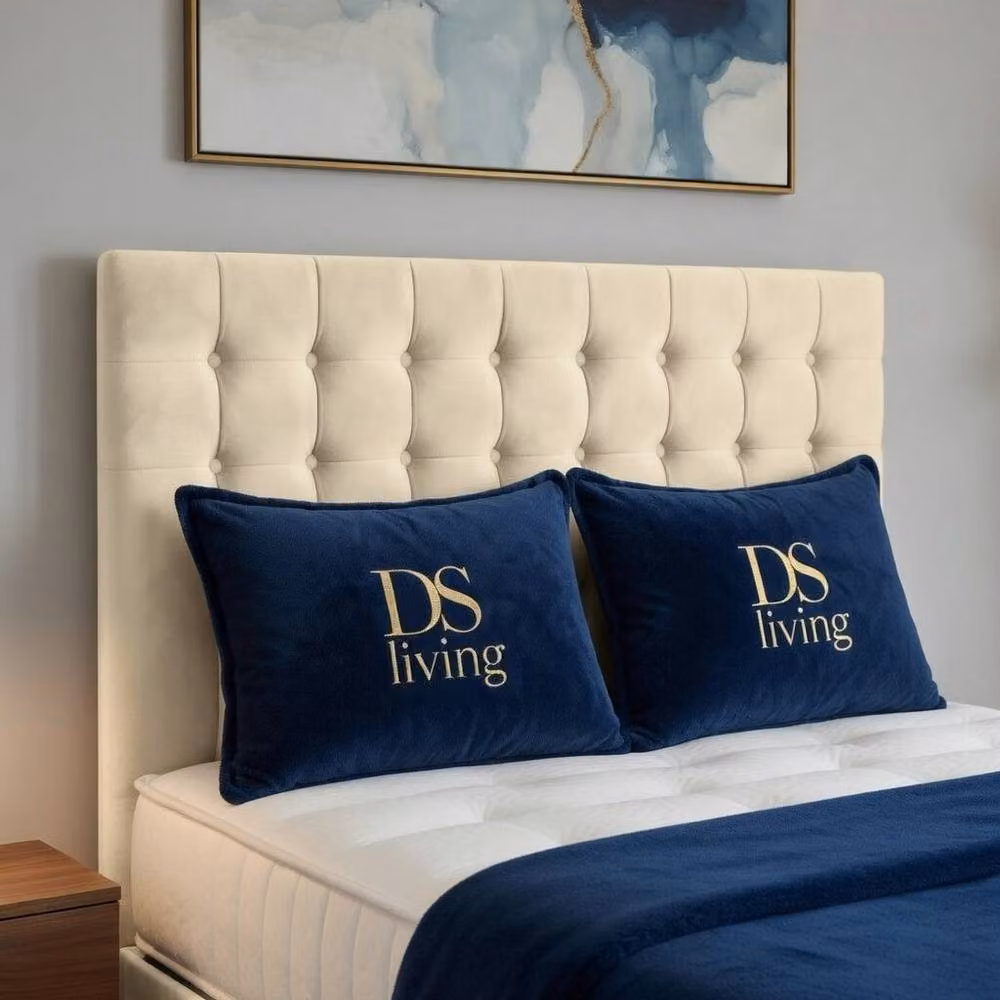 DS Living Casia Modern Upholstered Single Bed with Drawers in Cream Velvet Fabric, W/D/H: 90 x 200 cm – 3