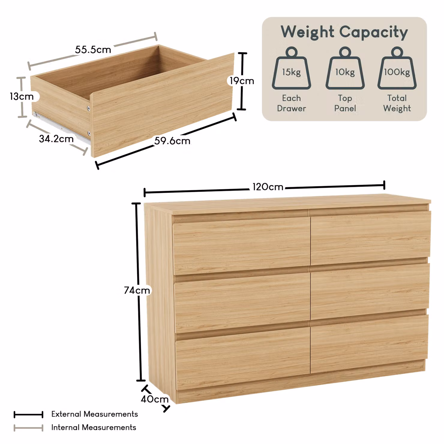 Vida Designs Denver 6 Drawer Chest of Drawers in Brown – 2