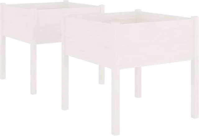 Berkfield Home White Solid Pinewood Garden Planter Tubs, 2 Pack, W/D/H: 70 x 70 x 70 cm – 1