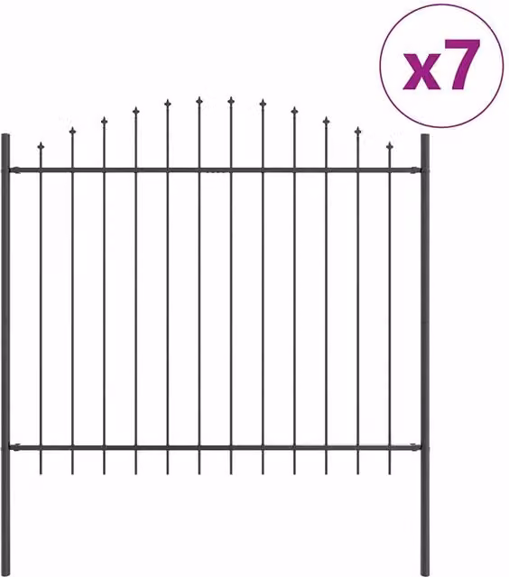 Berkfield Home Grey Steel Hoop Top Garden Fence, W: 11.9 m, H: 1.25 m – 1