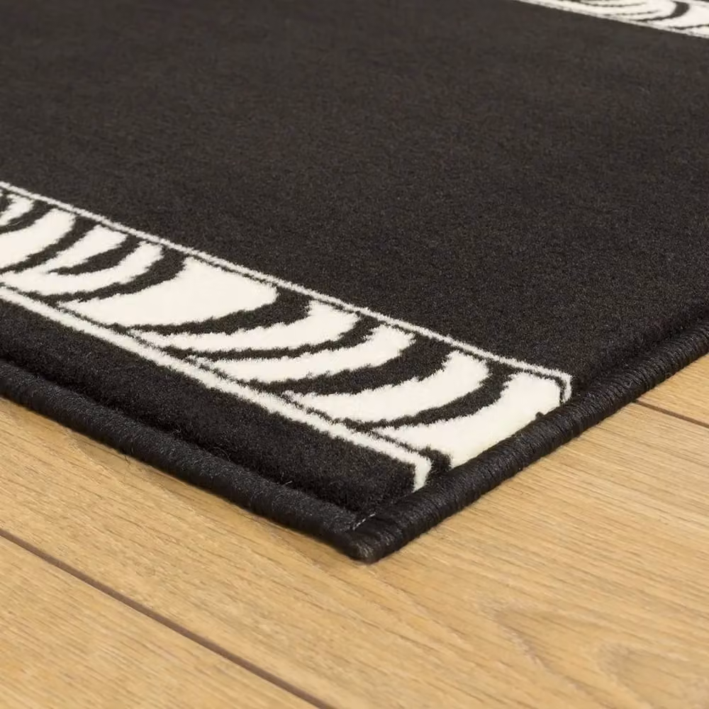 runrug Zebra Hallway Carpet Runner Rug in Black, W: 70 cm, L: 420 cm – 4