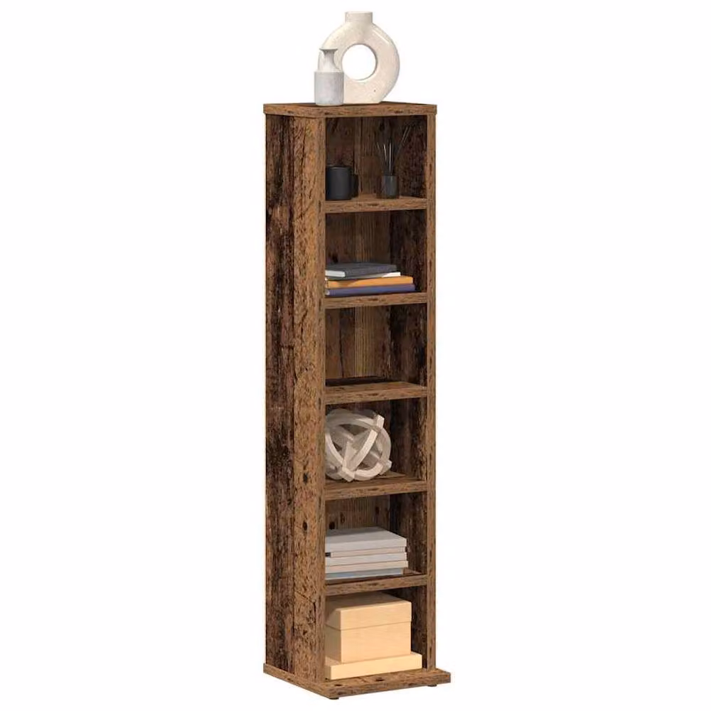 Berkfield Home Sturdy CD Cabinet in Brown Old Wood, W/D/H: 21 x 20 x 88 cm – 2