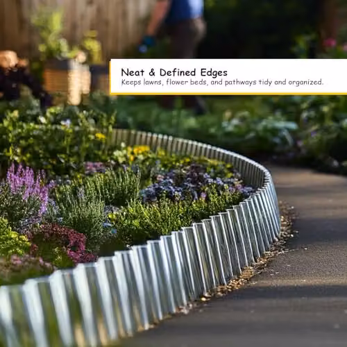 Nicoman Heavy Duty Corrugated Galvanised Steel Garden Edging Roll, Silver – 3