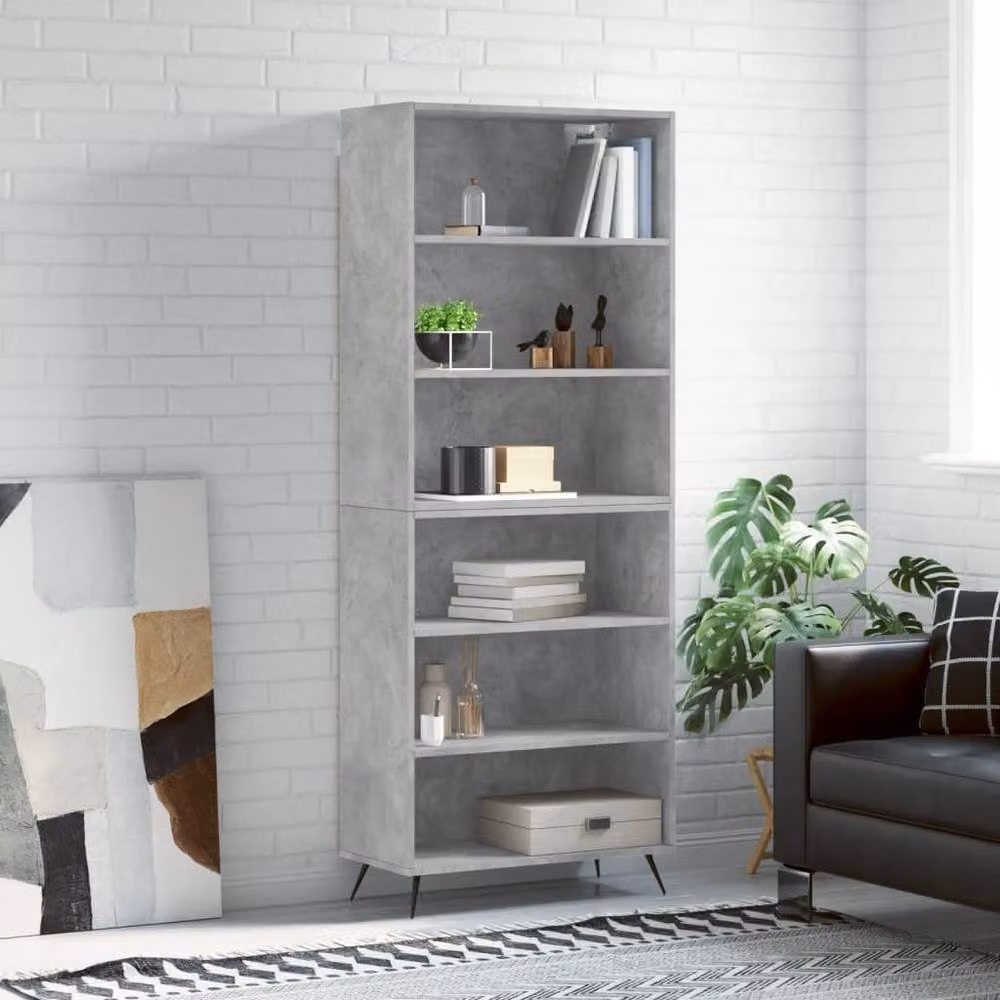 Berkfield Home Highboard in Concrete Grey, H 180 x W 69.5 x D 32.5 cm – 2