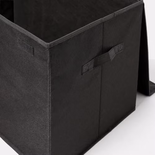OHS Collapsible Fabric Storage Box with Lid and Handles, Black – 2
