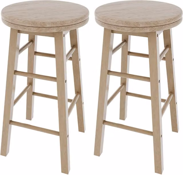 Home Discount Chef Vida Set of 2 Wooden Revolving Bar Stools in Brown