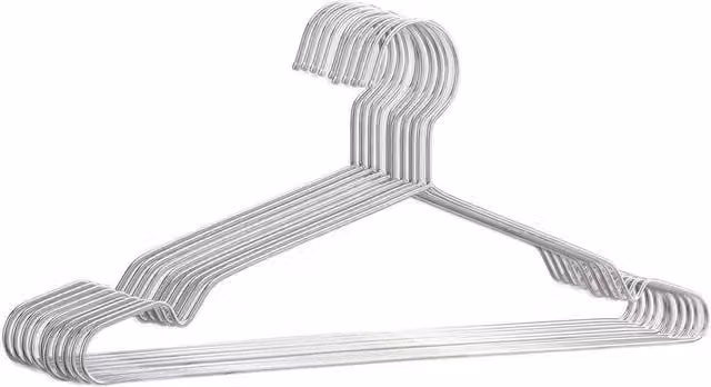 Kelvenix 10-Piece Heavy Duty Stainless Steel Space Saving Clothes Hangers in Silver