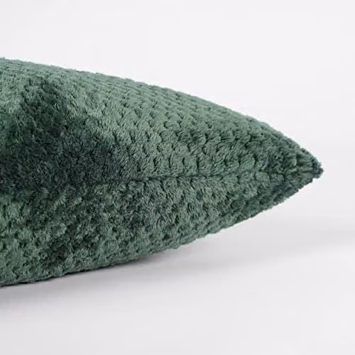 OHS Set of 2 Waffle Fleece Square Cushion Covers, Green, 45 x 45 cm – 4