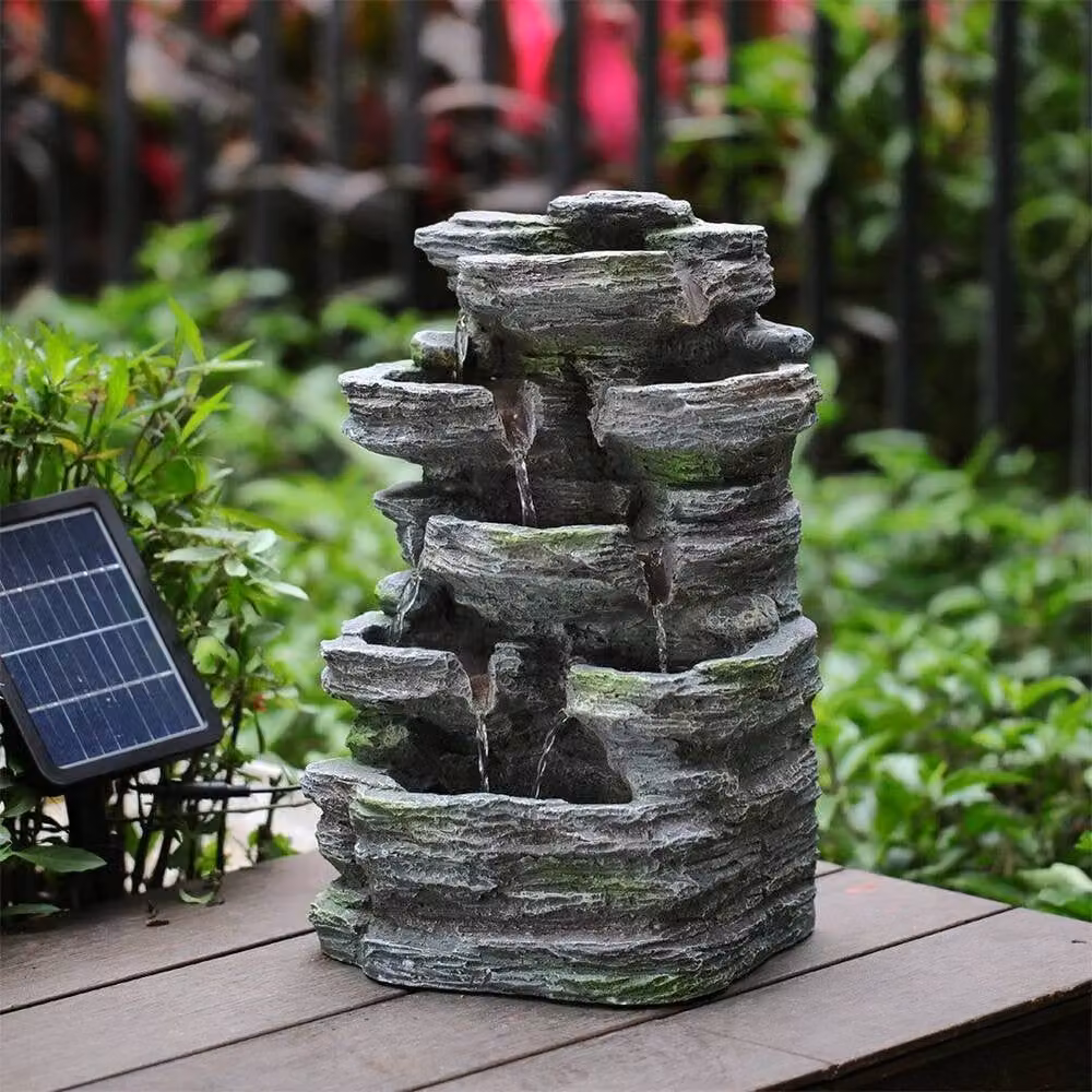 SPETLEK Solar Powered Water Fountain with LED Lights in Grey, W: 100 cm, D: 15 cm – 2