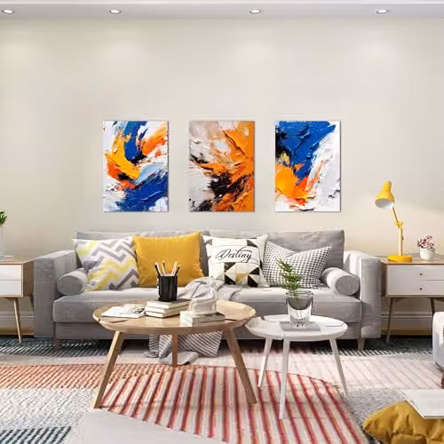 Simpa Abstract Nature 3 Panel Multicolour Canvas Wall Art – 3
