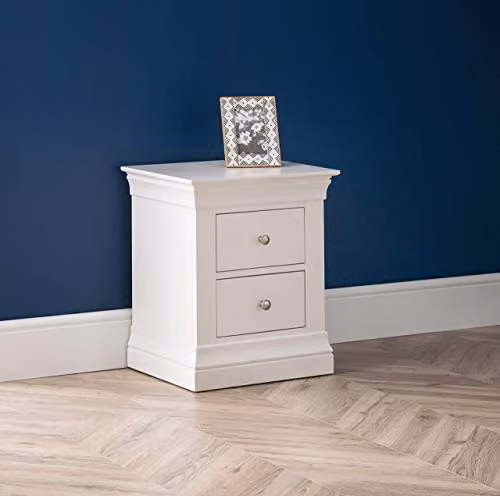 Julian Bowen Clermont 2 Drawer Bedside Table in White, W/D/H: 40 x 40 x 59 cm – 2