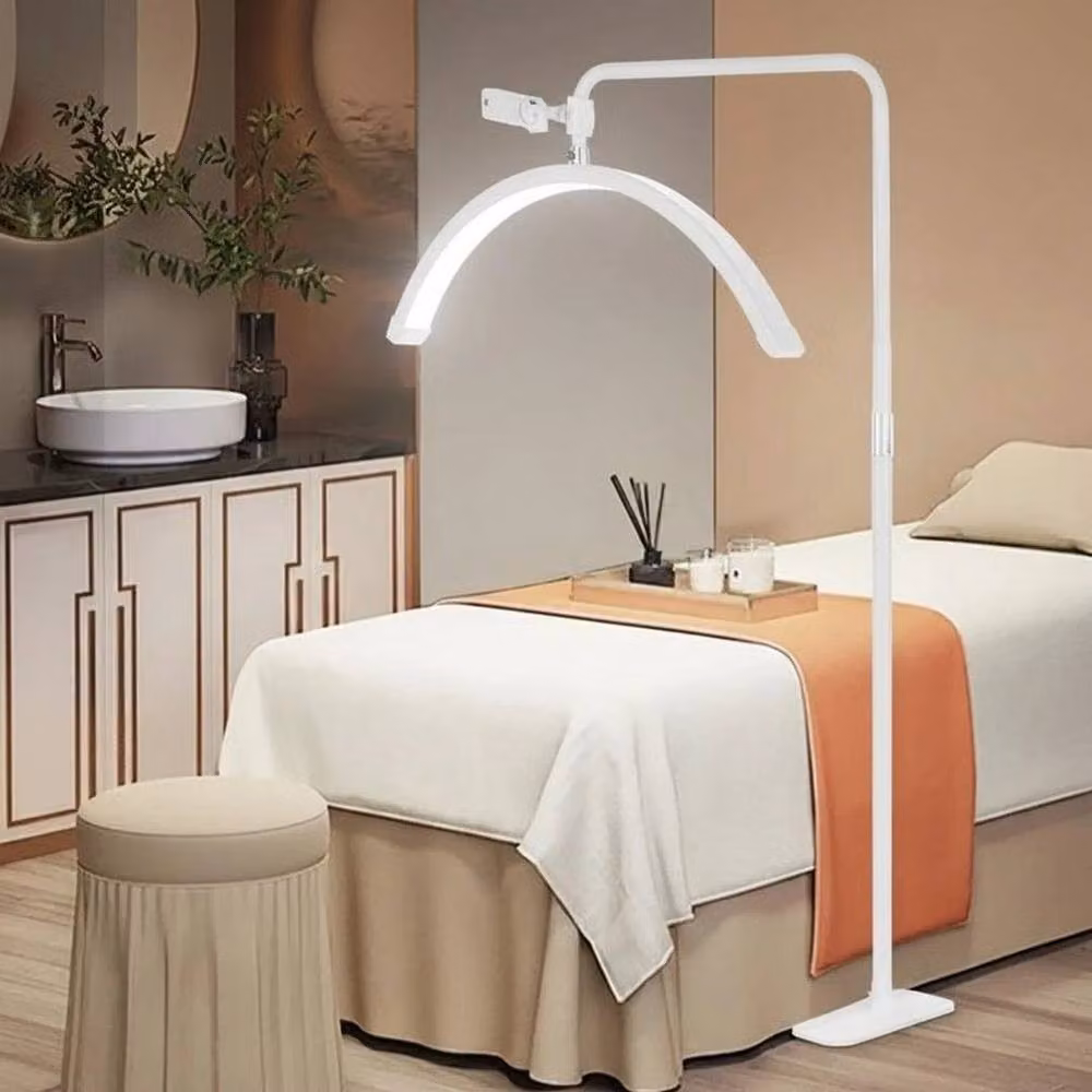 FLAVORA White Half Moon Floor Lamp, Dimmable and Height Adjustable, 36W – 3