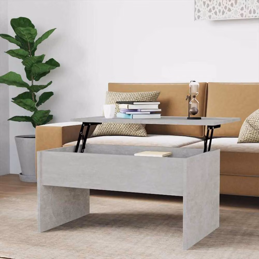 Berkfield Home Modern Rectangular Coffee Table in Grey with Lift Mechanism, W/D/H: 80 x 50.5 x 41.5 cm – 2