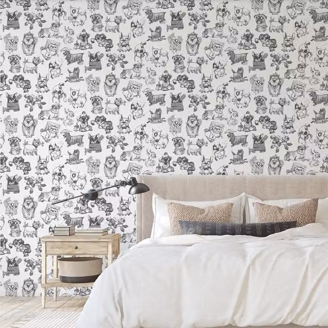 Muriva Animal Print Washable Wallpaper in White and Black