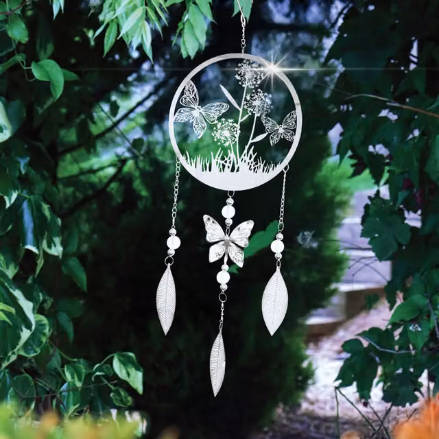 Betley Butterfly Stainless Steel Dreamcatcher Wind Spinner in Silver