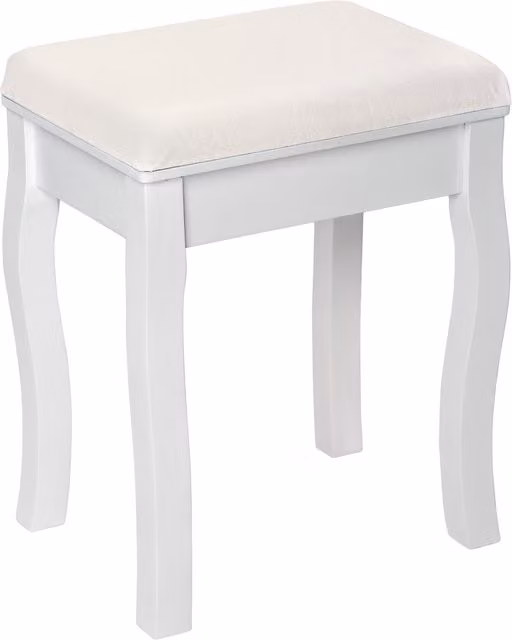 tectake Shabby Chic Floral Pattern Vanity Stool in White