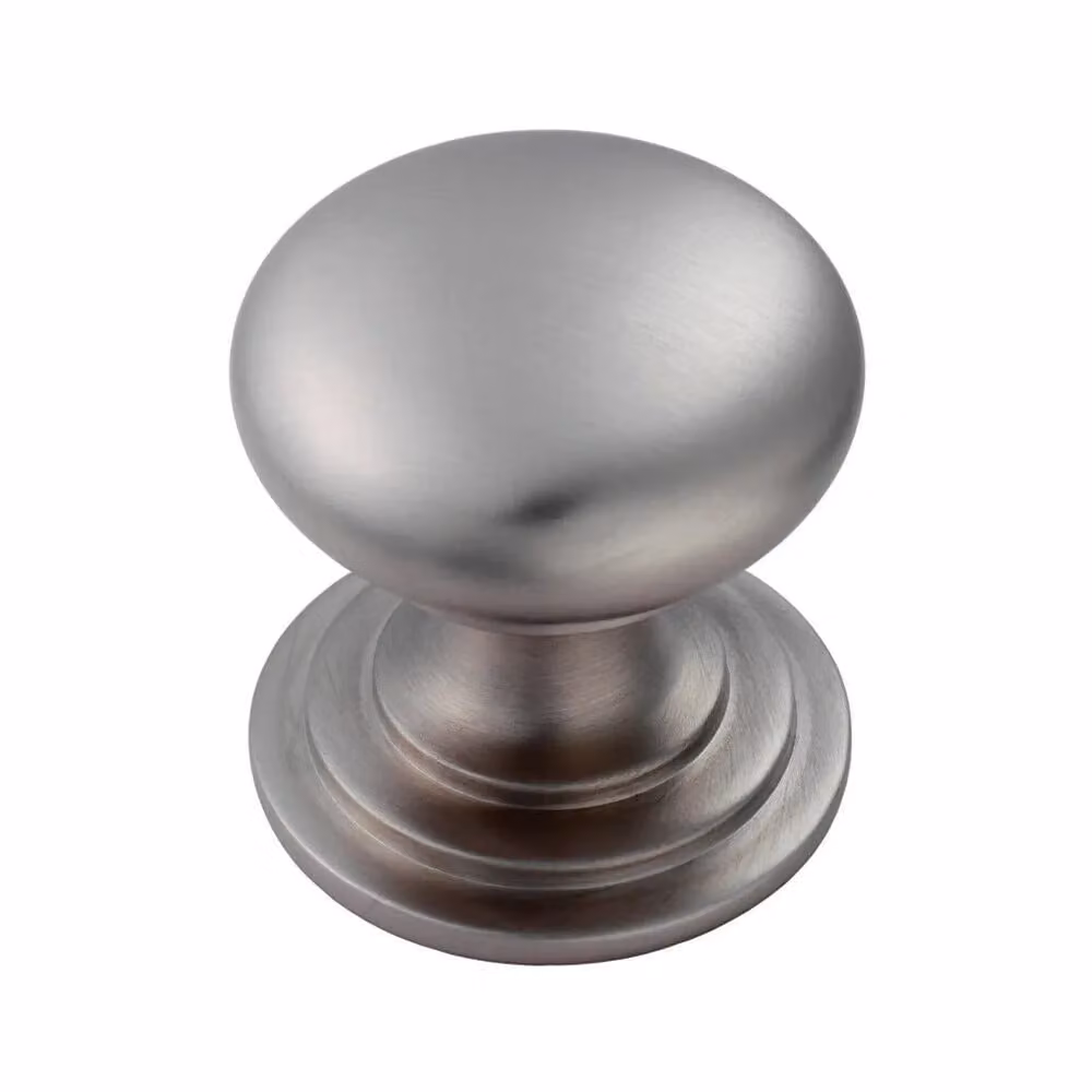 Loops Victorian Round Cupboard Door Knob, 25mm Diameter, Brushed Stainless Steel Silver Cabinet Handle – 2