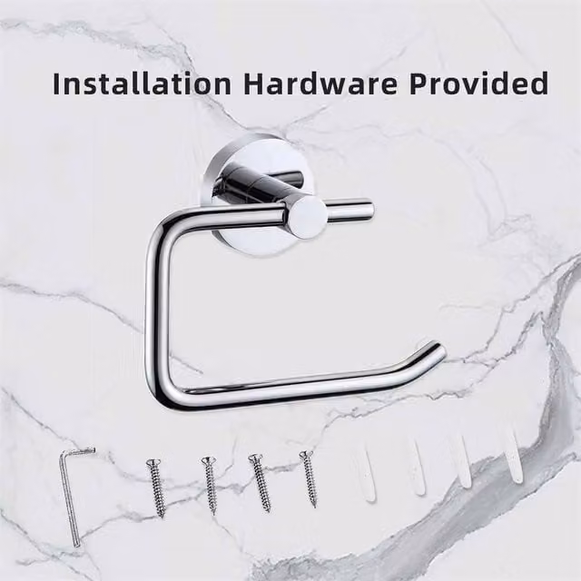 Havendro Wall Mounted Round Toilet Roll Holder in Silver Metal
