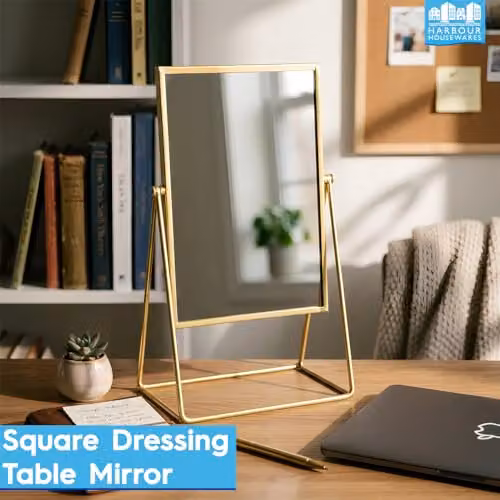 Harbour Housewares 2 Piece Rectangular Tabletop Makeup Mirror Set in Gold – 2