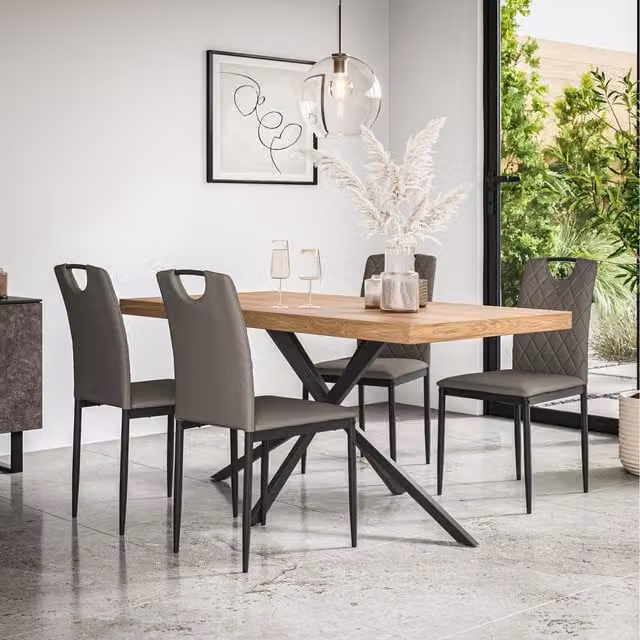 More4Homes Donni Rectangular Dining Table and 6 Chairs Set in Grey and Black