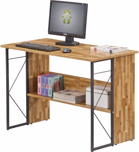 Alphason Rhodes Industrial Writing Desk in Brown and Grey