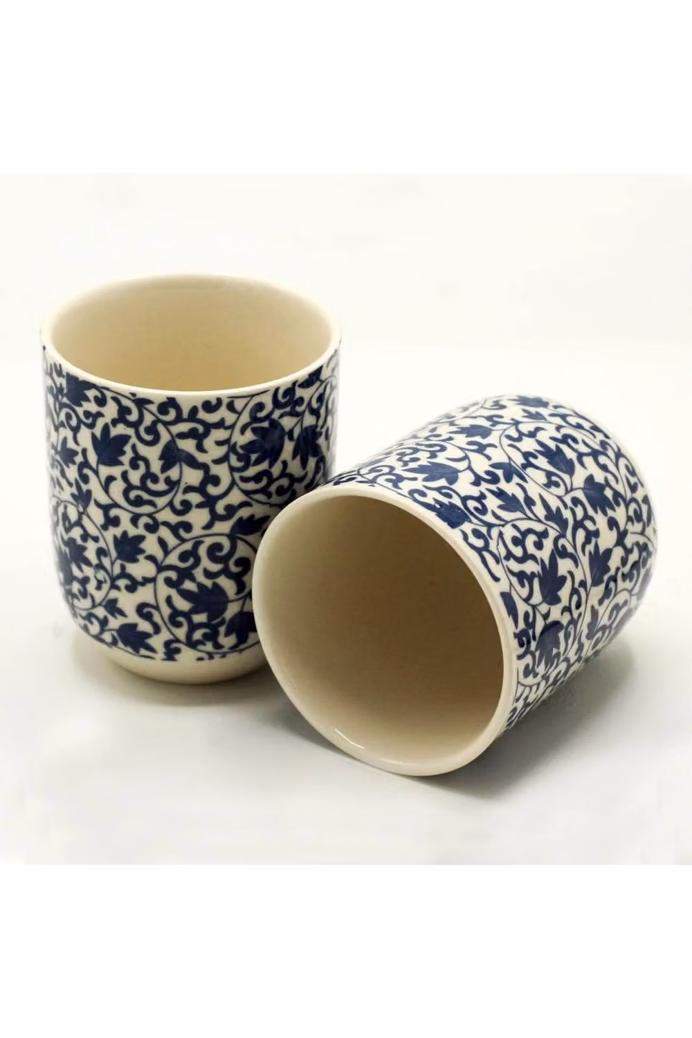 KDMD Ceramic Herbal Tea Cup Set with Blue Floral Pattern, 6 Pieces – 2