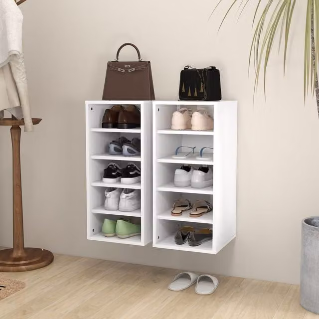Berkfield Home Set of 2 White Classic Shoe Cabinets, W/D/H: 31.5 x 35 x 70 cm – 1