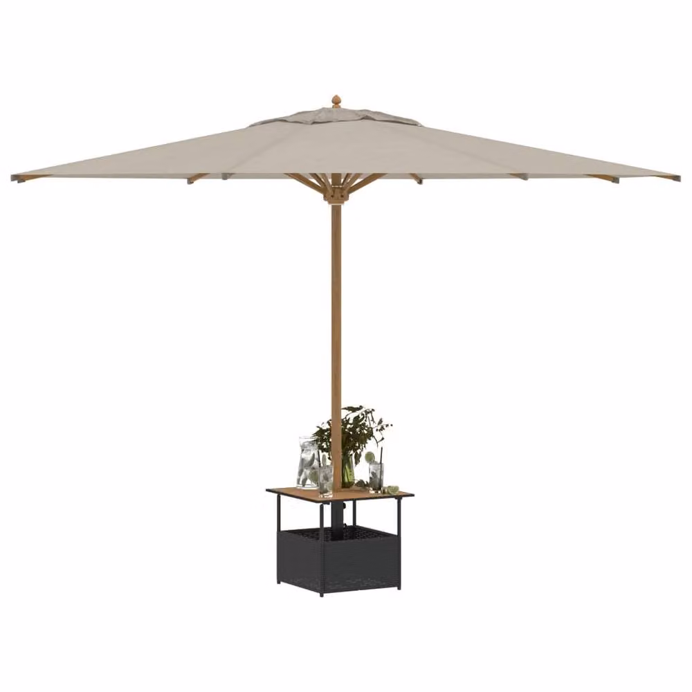 Berkfield Home Black Poly Rattan Garden Table with Parasol Hole, W/D/H: 55 x 55 x 46.5 cm – 4