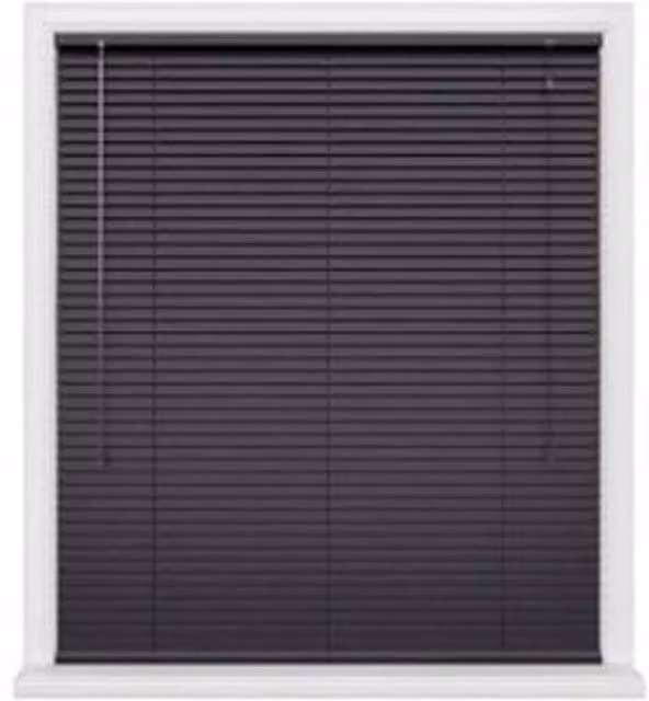 NewEdgeBlinds Black Aluminium Venetian Blinds with 25mm Slats, W: 55 cm, H: 152 cm