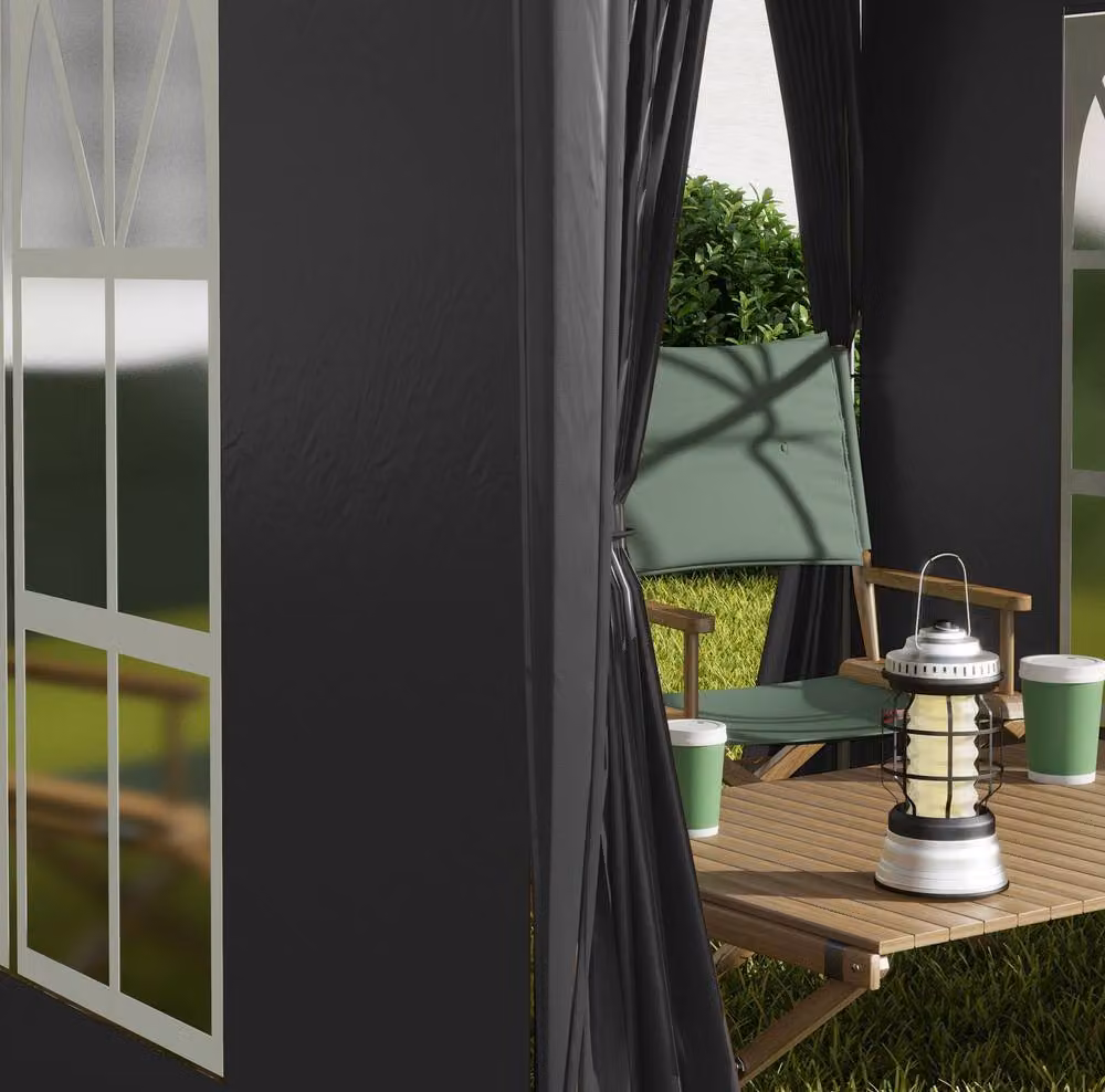 STILVORA Pop-Up Gazebo with Sidewalls and Windows in Black, W/D/H: 200 x 200 x 240 cm – 8
