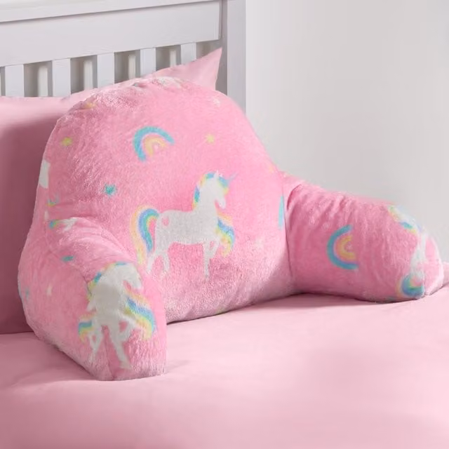 OHS Kids Unicorn Pink Fleece Wedge Support Cuddle Cushion