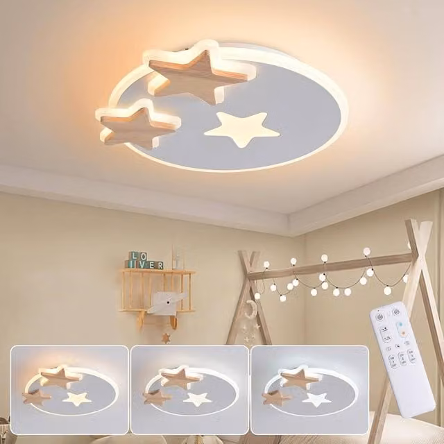 COMELY Star LED Ceiling Light, 31W Dimmable Modern White Ceiling Light with Remote Control