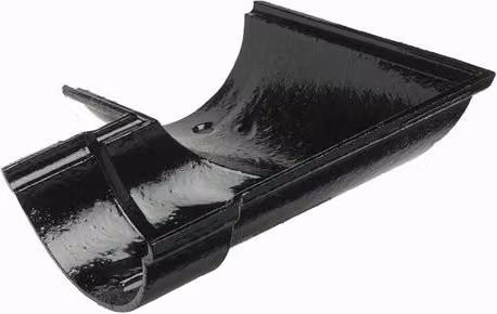 Hargreaves Premier Cast Iron Beaded Half Round Gutter Left Hand 90 Degree Angle, 150mm, Black