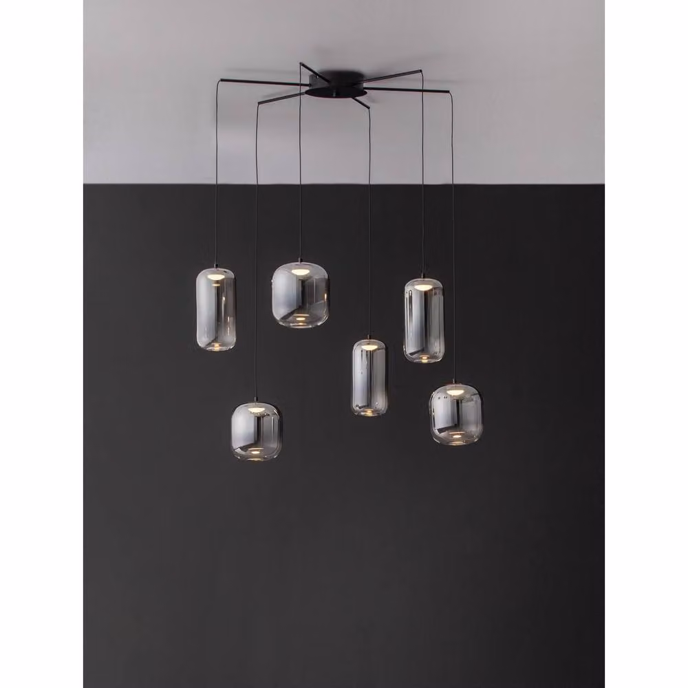 Netlighting Aelia Cluster Pendant Light in Smokey Black and Grey, Dimmable LED 25W 1500lm – 3