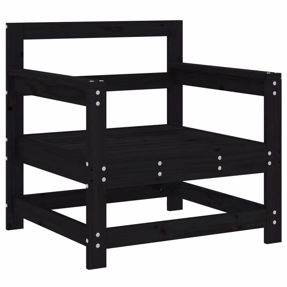 Berkfield Home Set of 2 Rustic Black Solid Pine Wood Garden Chairs – 2