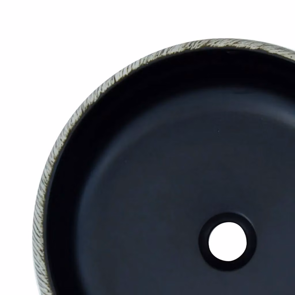 Berkfield Home Round Ceramic Countertop Basin in Black and Grey, Diameter: 41 cm, Height: 14 cm – 4