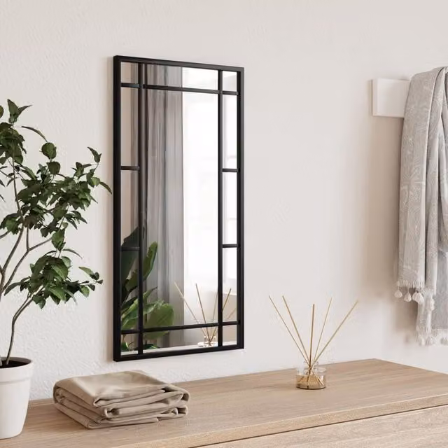 Berkfield Home Minimalist Rectangular Wall Mirror in Black, W: 30 cm, H: 60 cm