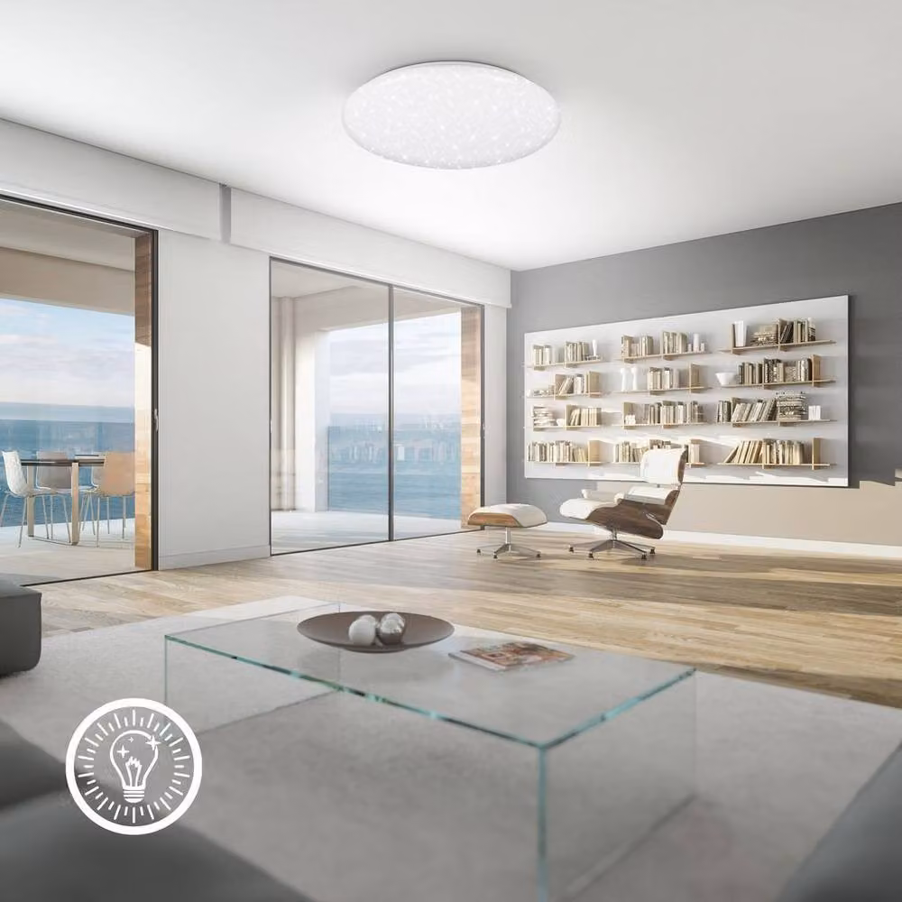 Briloner LED Ceiling Light, White, Round, Dimmable with Remote Control, Diameter: 56 cm – 8
