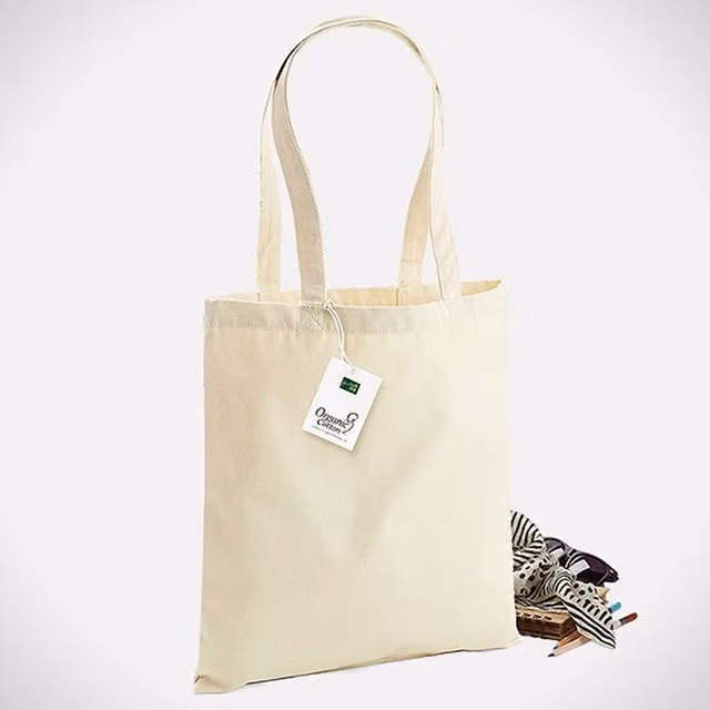 Westford Mill Premium Cotton Tote Bag in Beige/Sand, W: 42.0 cm, H: 38.0 cm
