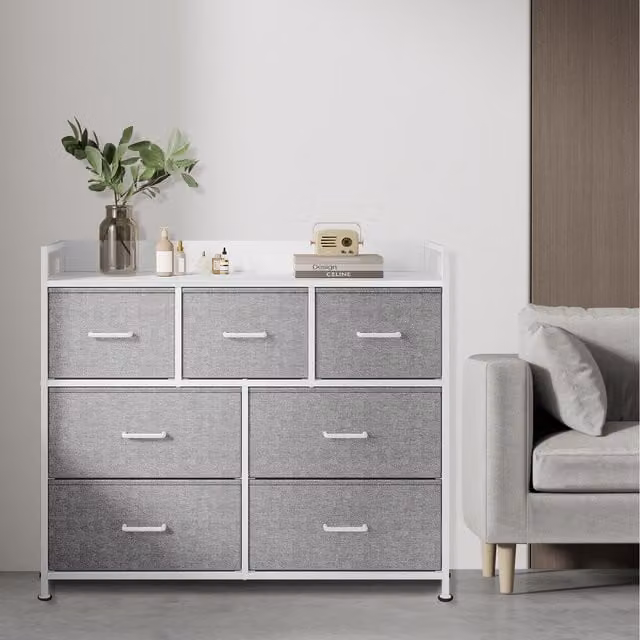 SONGMICS 7 Drawer Fabric Chest of Drawers in Grey