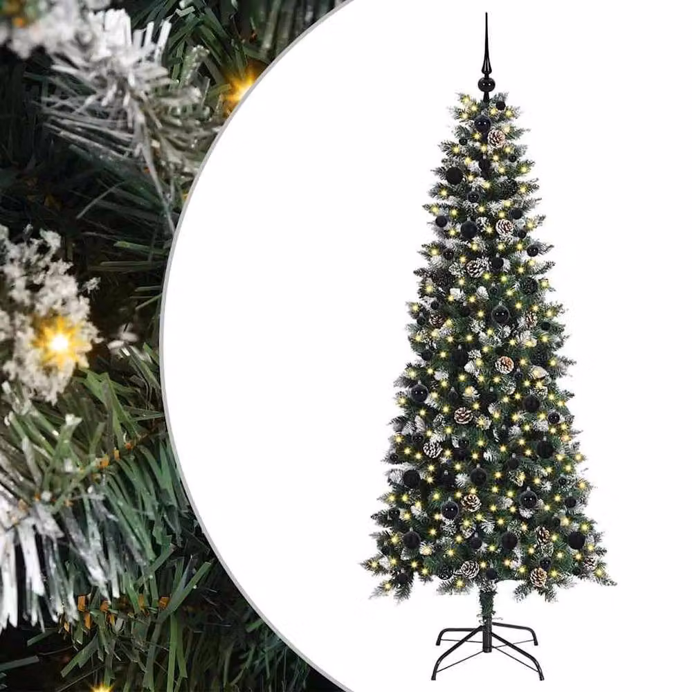 Berkfield Home Artificial Christmas Tree with 300 LEDs, Green, W/D/H: 76 x 76 x 180 cm – 2