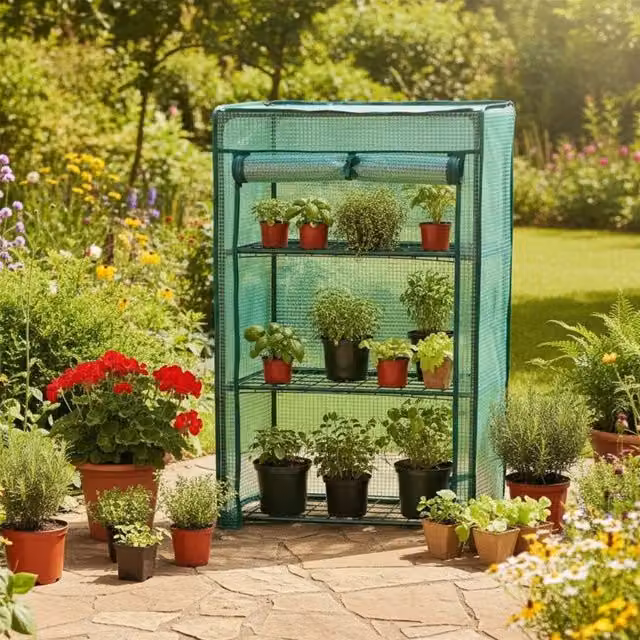SPETLEK 3 Tier Freestanding Mini Greenhouse in Green