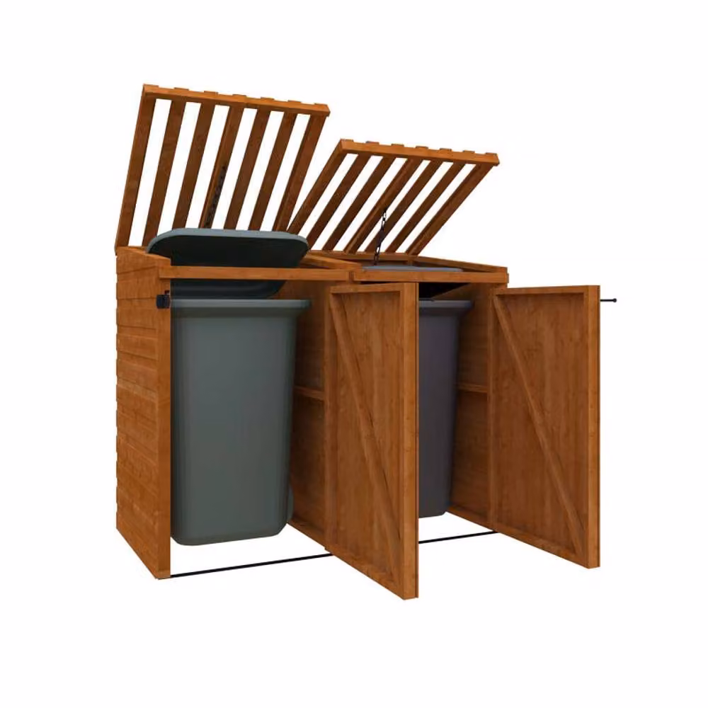 Buttercup Farm Double Bin Store 12mm Wood Shed in Burnt Orange, W: 78.4 cm, D: 164.6 cm, H: 131.2 cm – 2