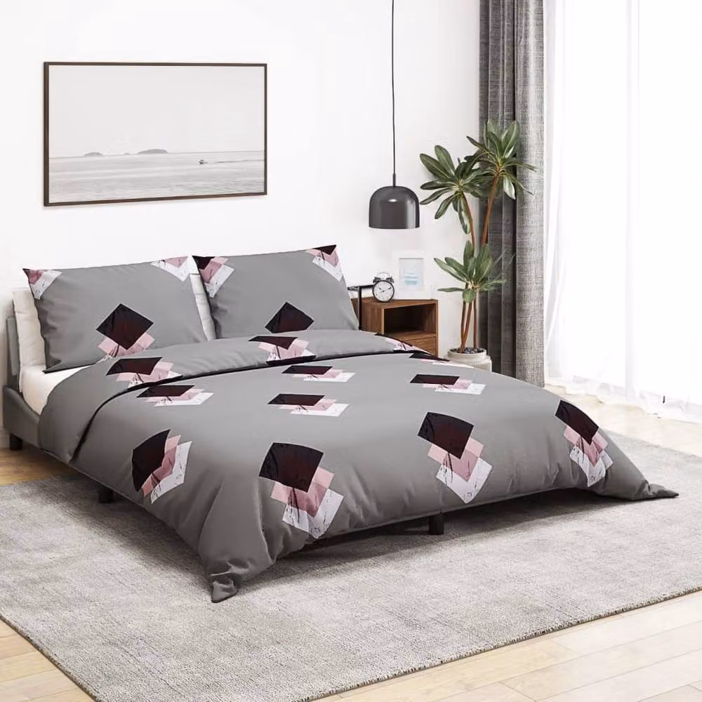 Berkfield Home Elegant Grey Cotton Duvet Cover and Pillowcase Set, W/D/H: 200 x 220 cm – 2