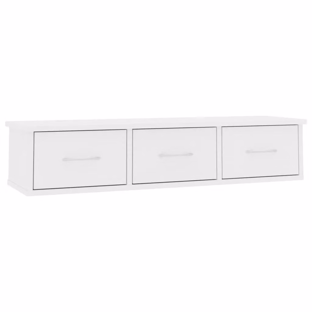 Berkfield Home Wall-mounted Drawer Shelf in White, W: 88 cm, D: 18.5 cm, H: 26 cm – 2