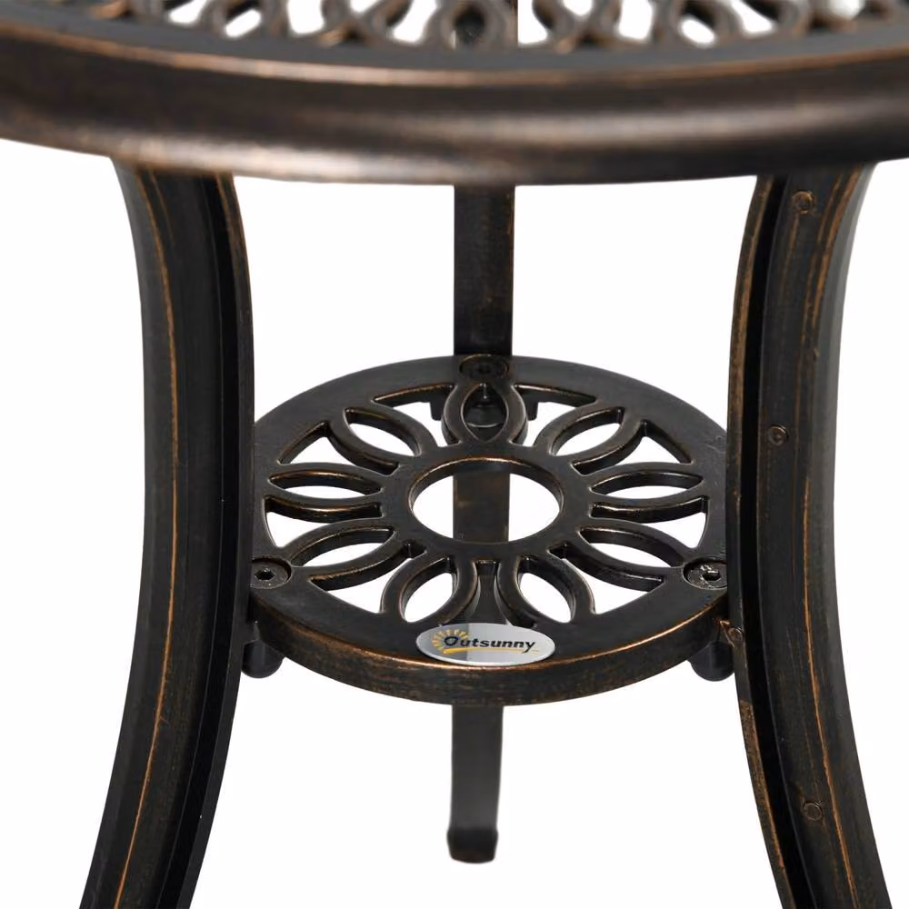 Wyld Haus Niso 3 Piece Bronze Aluminium Bistro Set with Parasol Hole – 7