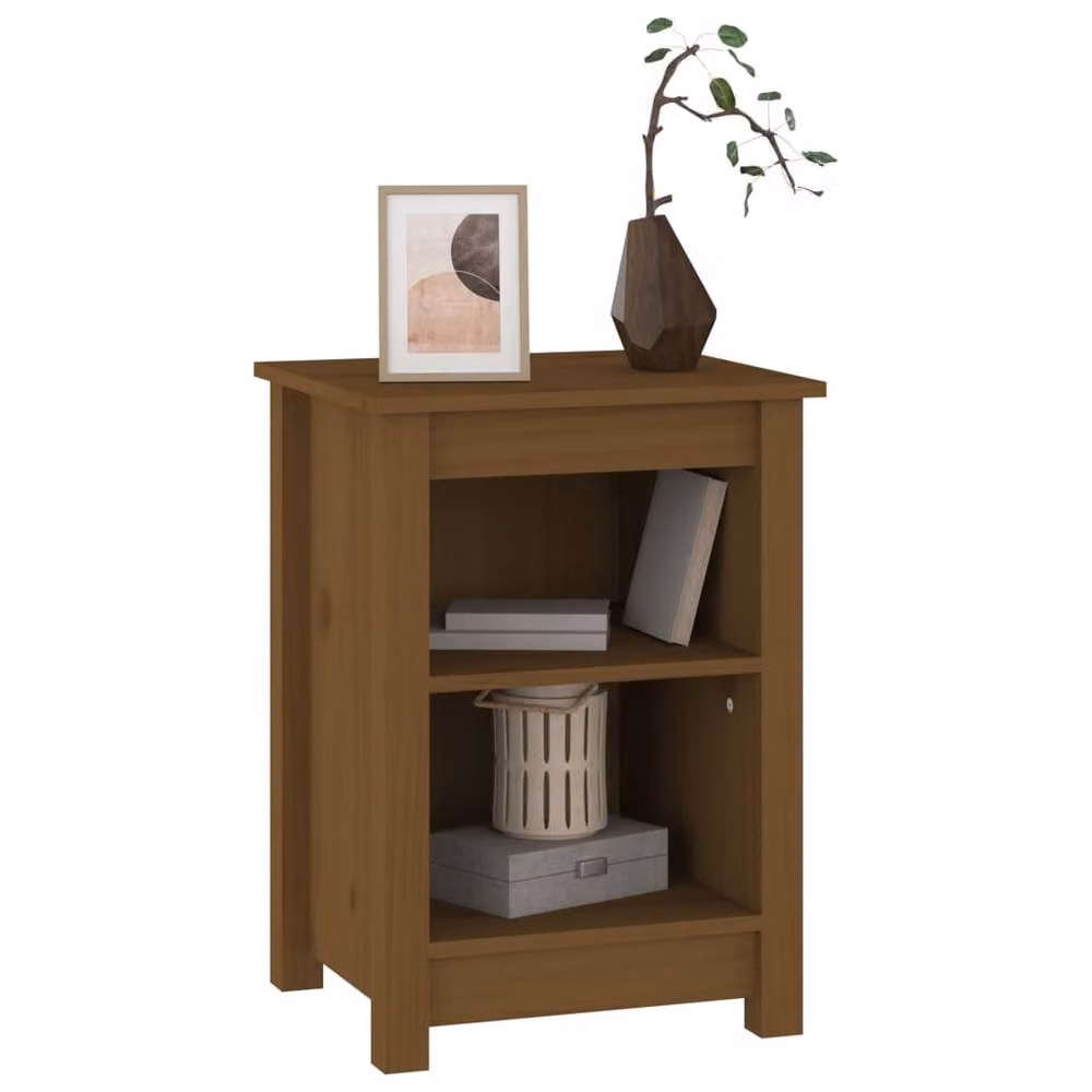 Berkfield Home Bedside Cabinet in Honey Brown Solid Pine Wood, W/D/H: 40 x 35 x 55 cm – 4