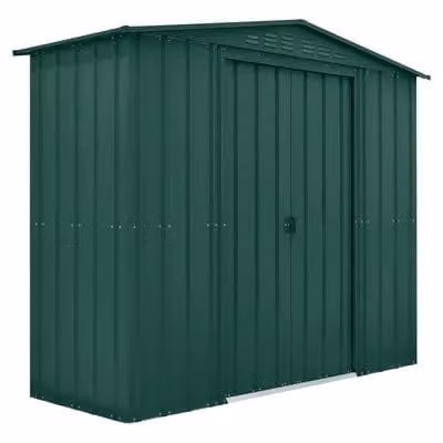 Globel Green Metal Garden Storage Shed with Apex Roof, Sliding Double Doors and Air Vents, W/D/H: 243.84 x 91.44 x 198 cm